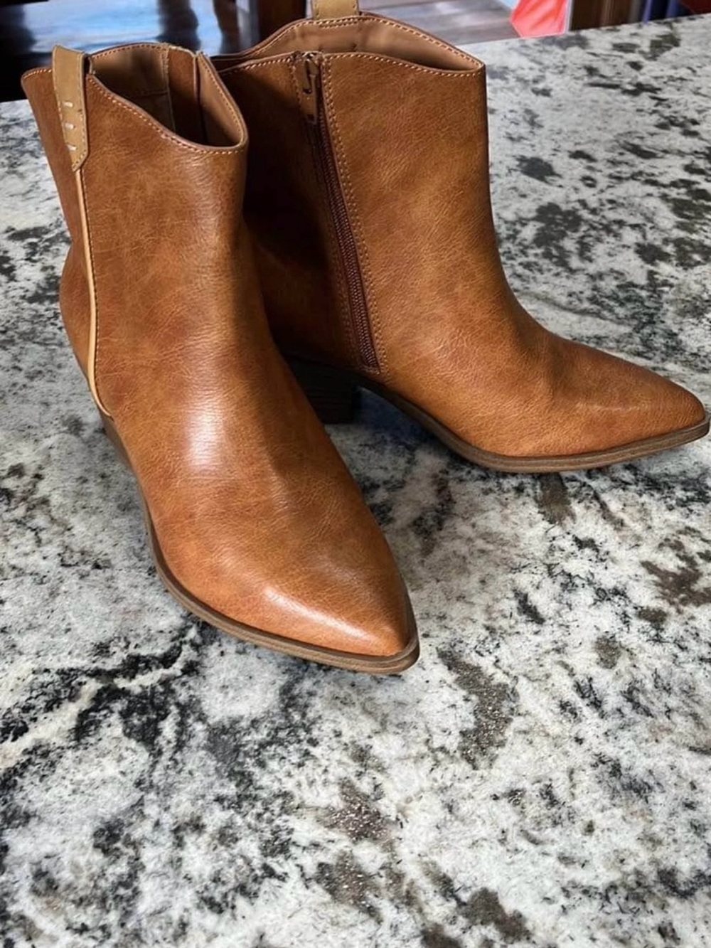 Women’s Universal Thread Brown Ankle Booties - Classic Western Pointed Toe